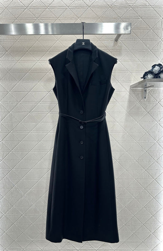 D 25 Belted vest dress(black/red)