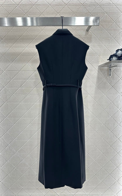 D 25 Belted vest dress(black/red)