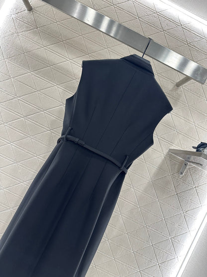 D 25 Belted vest dress(black/red)