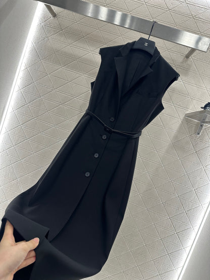 D 25 Belted vest dress(black/red)
