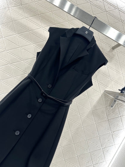 D 25 Belted vest dress(black/red)