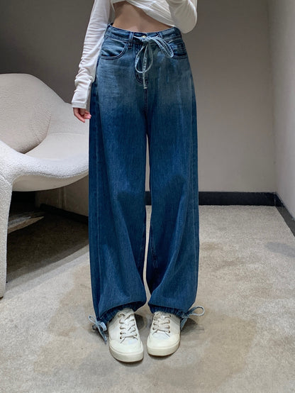 C 25B High-end Handicraft Series New Washed Gradient Lace-up Jeans