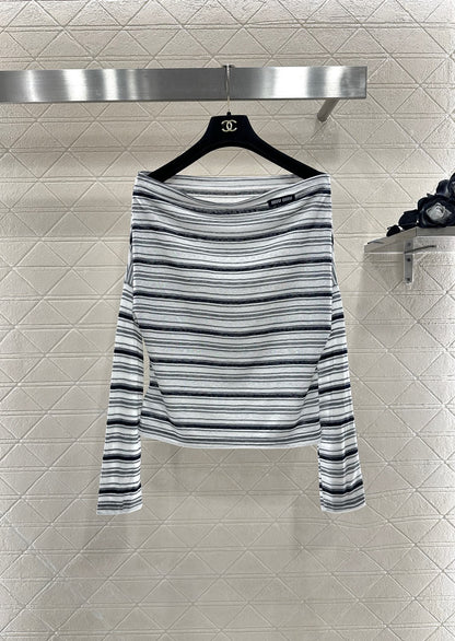 Mi 25 Loose striped long-sleeved vest two-piece set