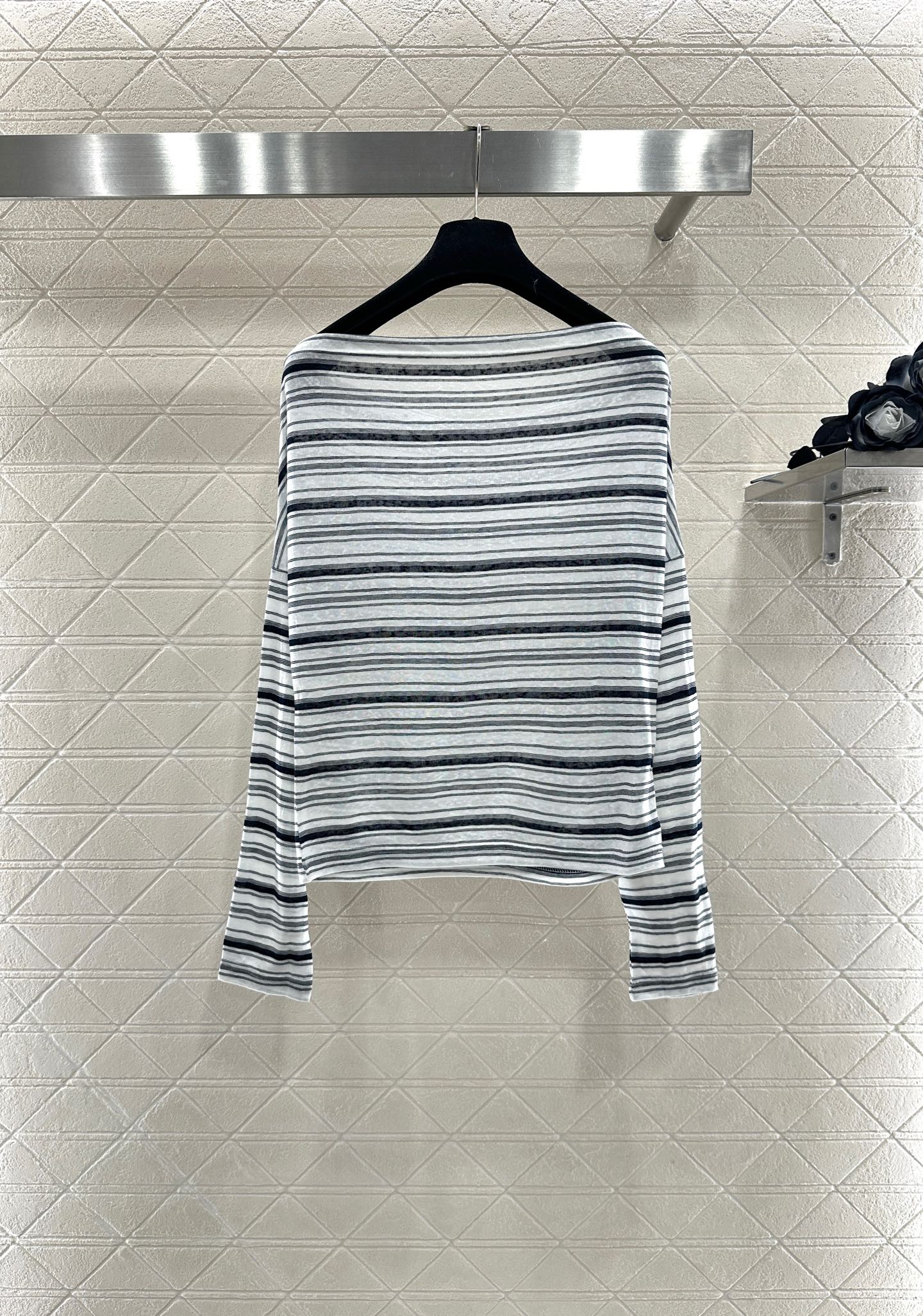 Mi 25 Loose striped long-sleeved vest two-piece set