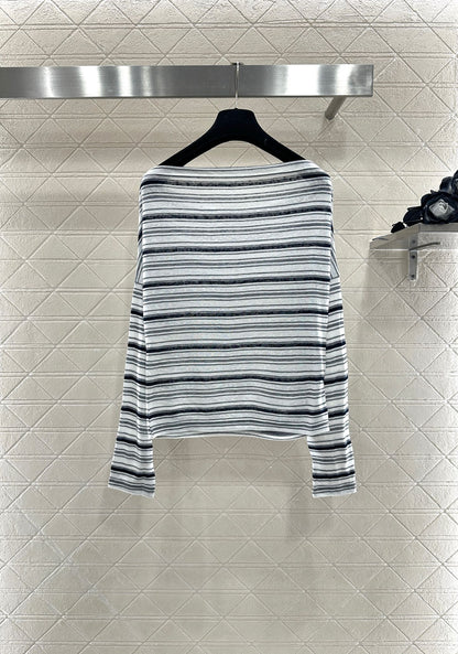 Mi 25 Loose striped long-sleeved vest two-piece set