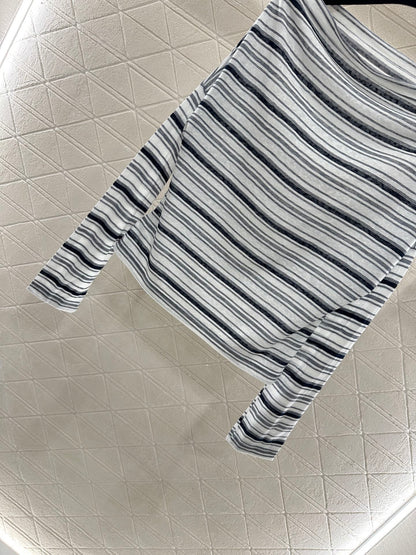 Mi 25 Loose striped long-sleeved vest two-piece set