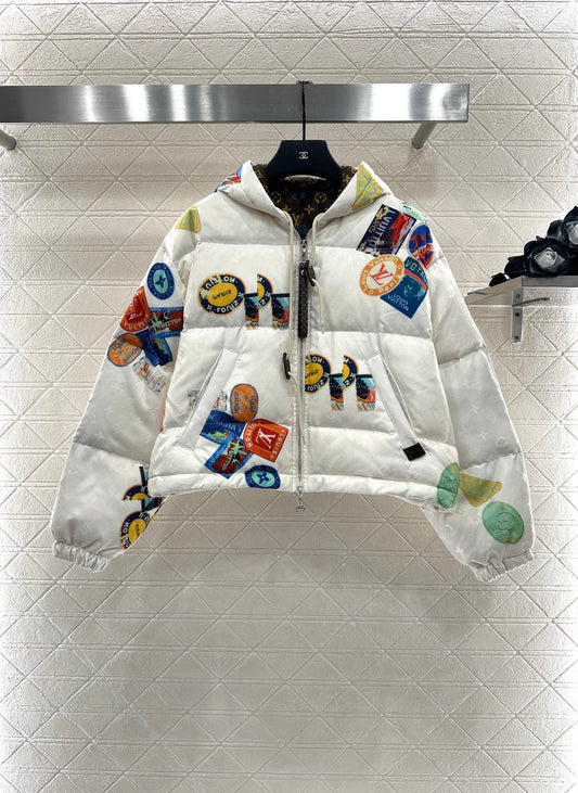 L 25 Hooded badge down jacket