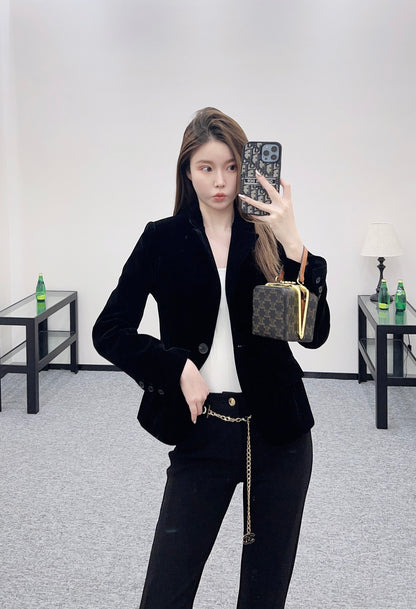 Di 25 Single-button velvet blazer