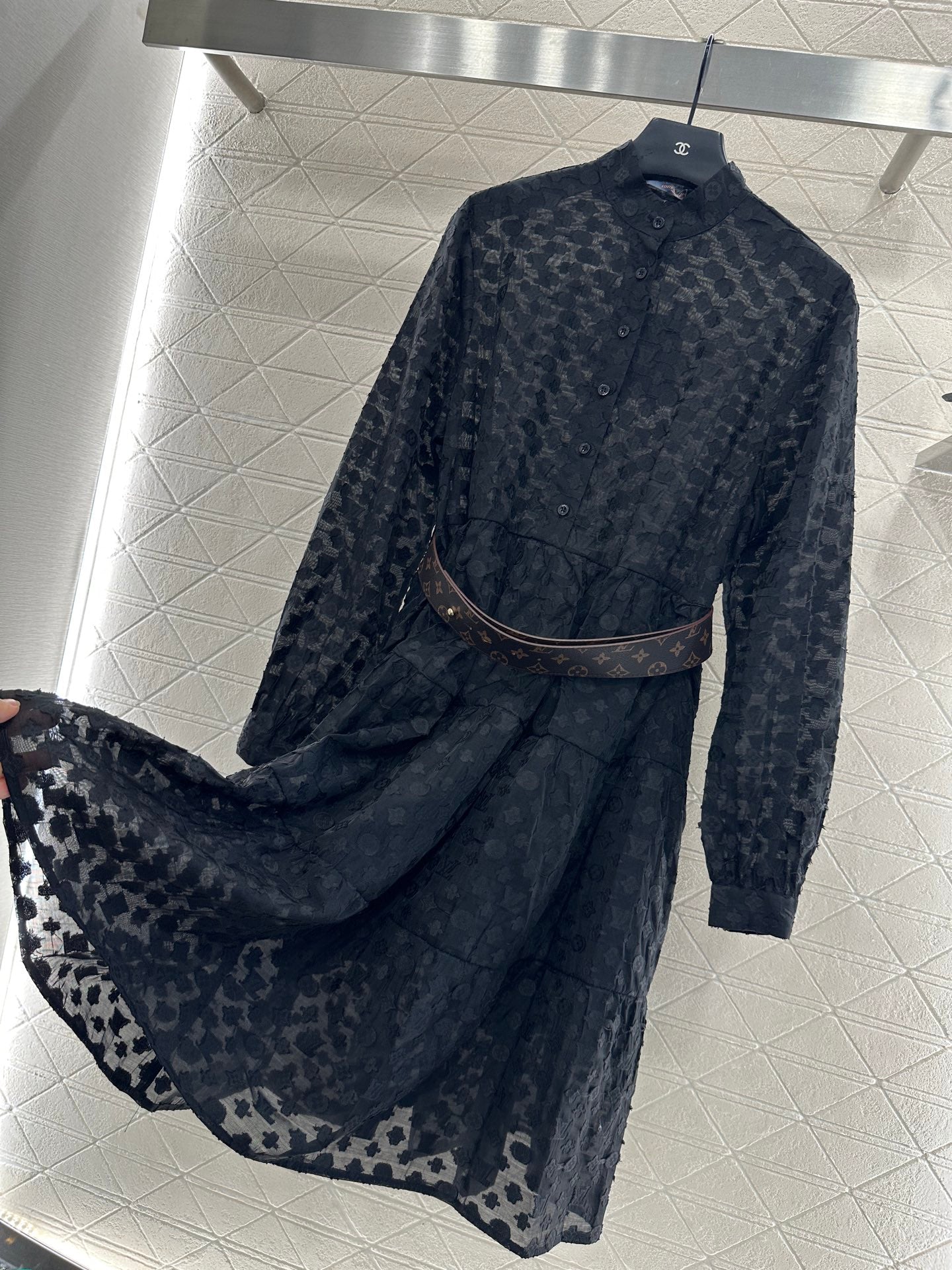 L 25 jacquard long-sleeved dress