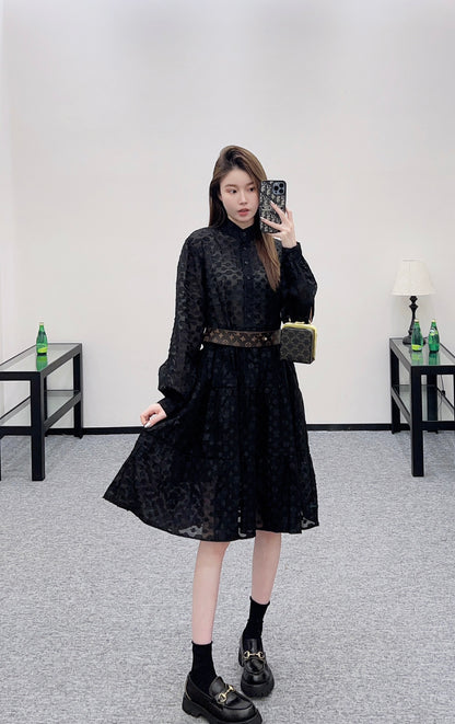 L 25 jacquard long-sleeved dress