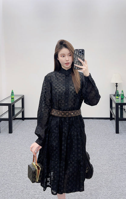 L 25 jacquard long-sleeved dress