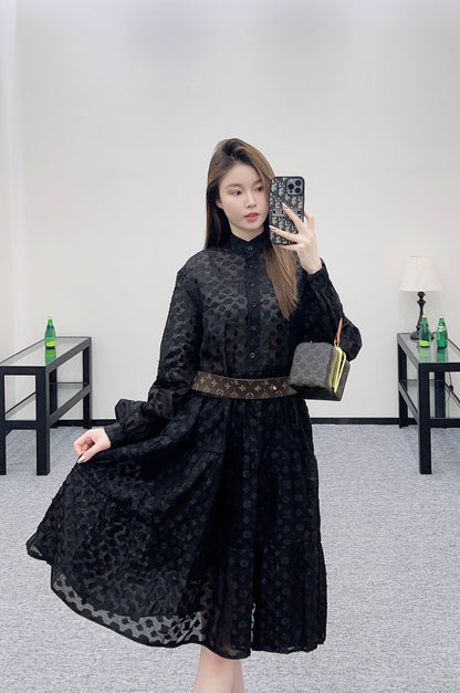 L 25 jacquard long-sleeved dress