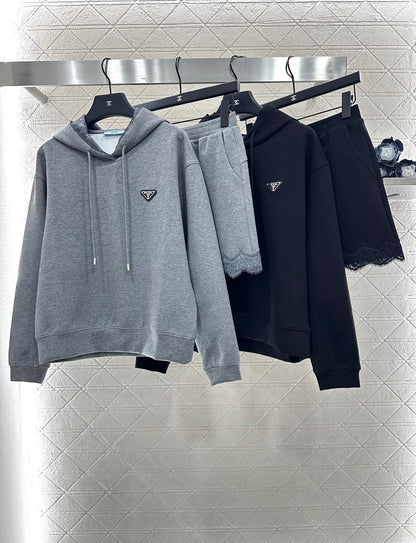 Pr 25 Hooded sweatshirt lace + skirt set