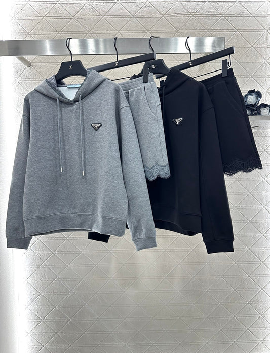 Pr 25 Hooded sweatshirt lace + skirt set