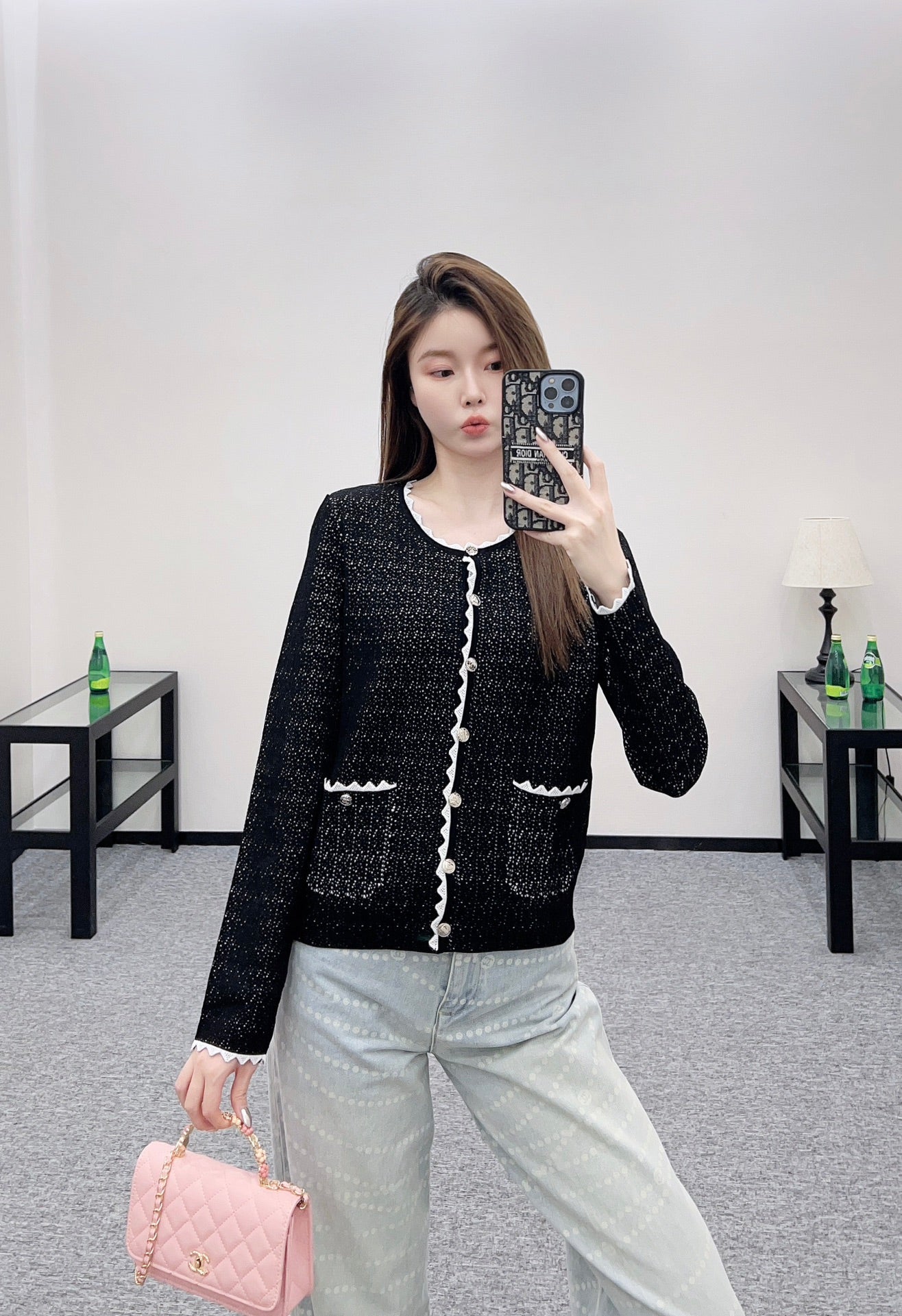 C 25 Lace design knitted cardigan (hidden version)