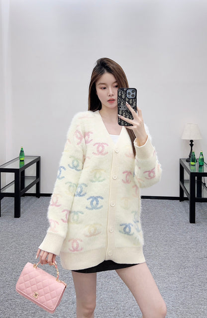 C 25 Colorful mohair cardigan
