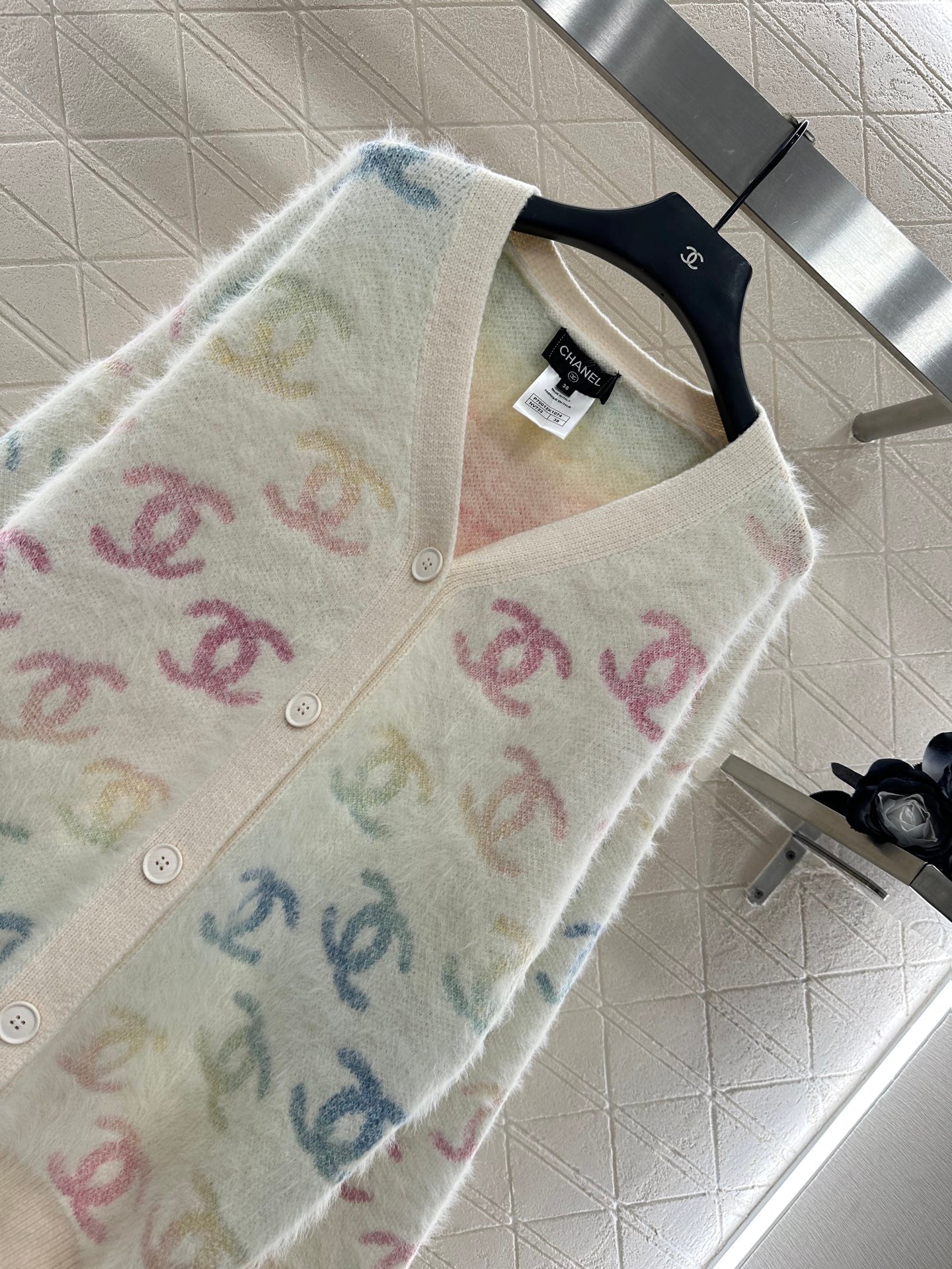 C 25 Colorful mohair cardigan