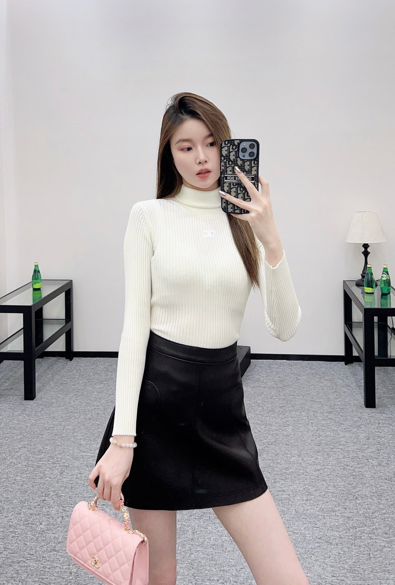 Ce 25 Slim Turtleneck Bottoming Shirt (Beige/Pink/Black)