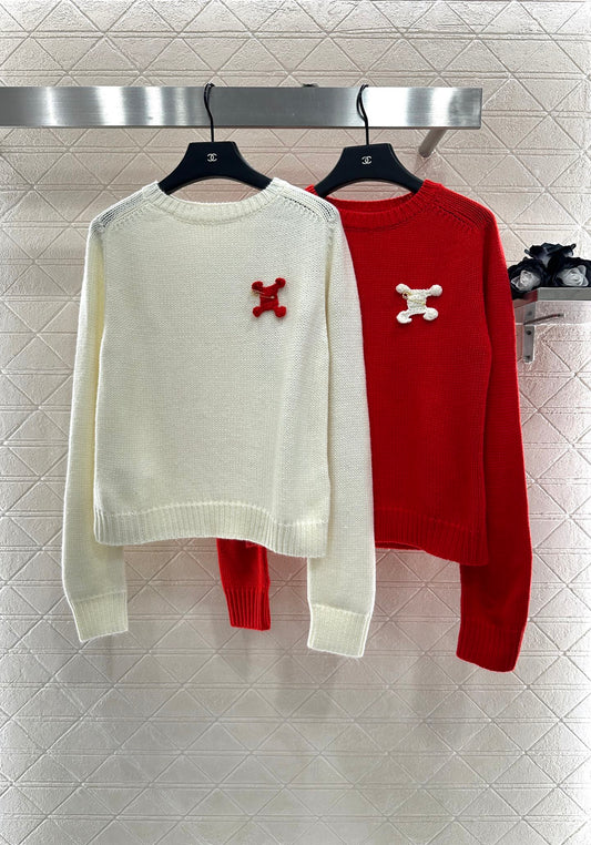 Ce 25 Pin logo wool pullover sweater