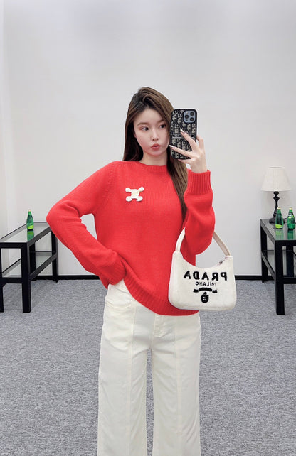 Ce 25 Pin logo wool pullover sweater