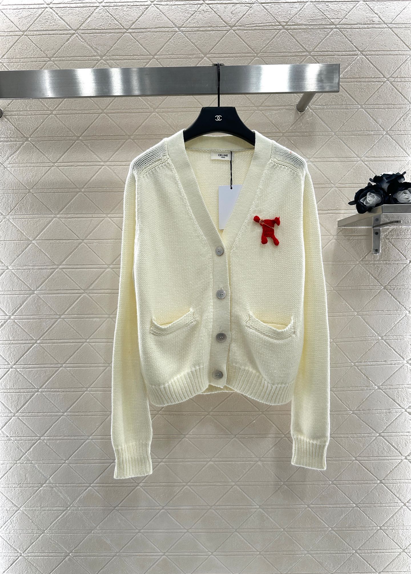 Ce 25 Pin logo wool cardigan