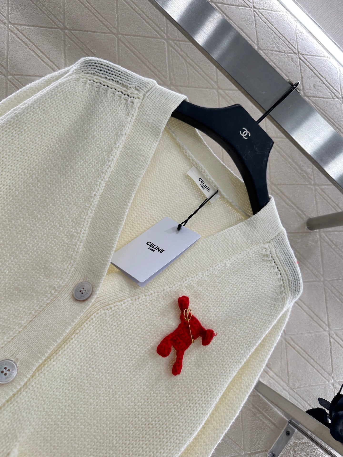 Ce 25 Pin logo wool cardigan