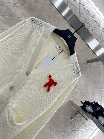 Ce 25 Pin logo wool cardigan