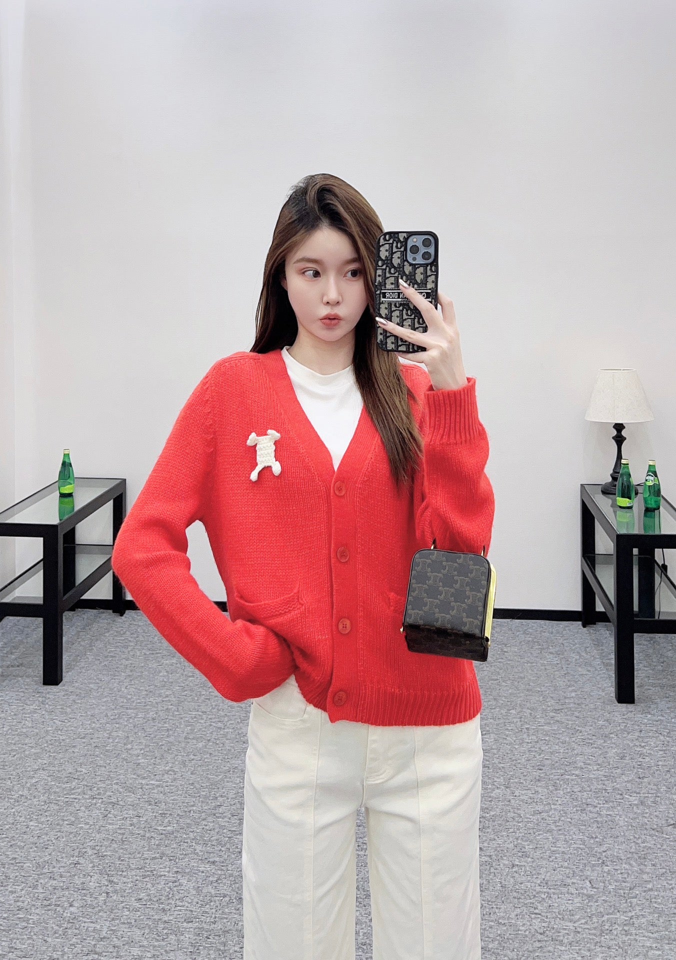 Ce 25 Pin logo wool cardigan