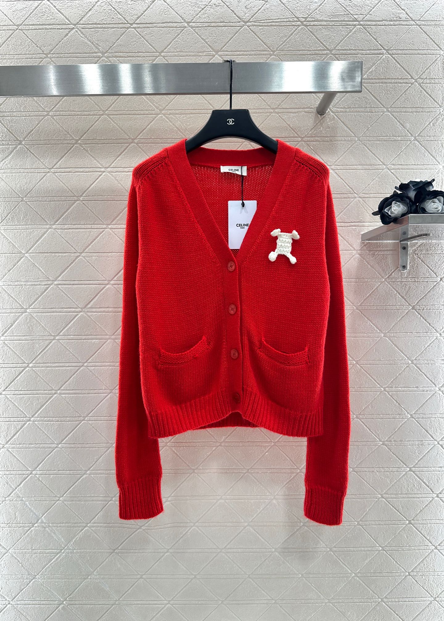 Ce 25 Pin logo wool cardigan