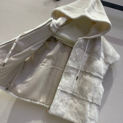 lor 25 Mink cashmere hooded vest