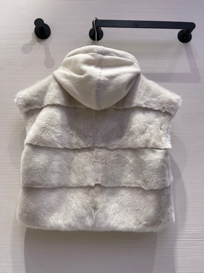 lor 25 Mink cashmere hooded vest