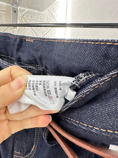 C 25 Belted denim straight-leg trousers