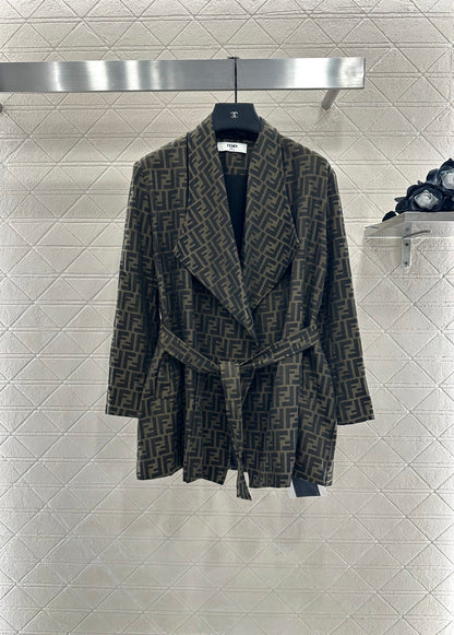 Fi 25 jacquard belted coat