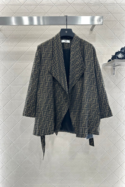 Fi 25 jacquard belted coat