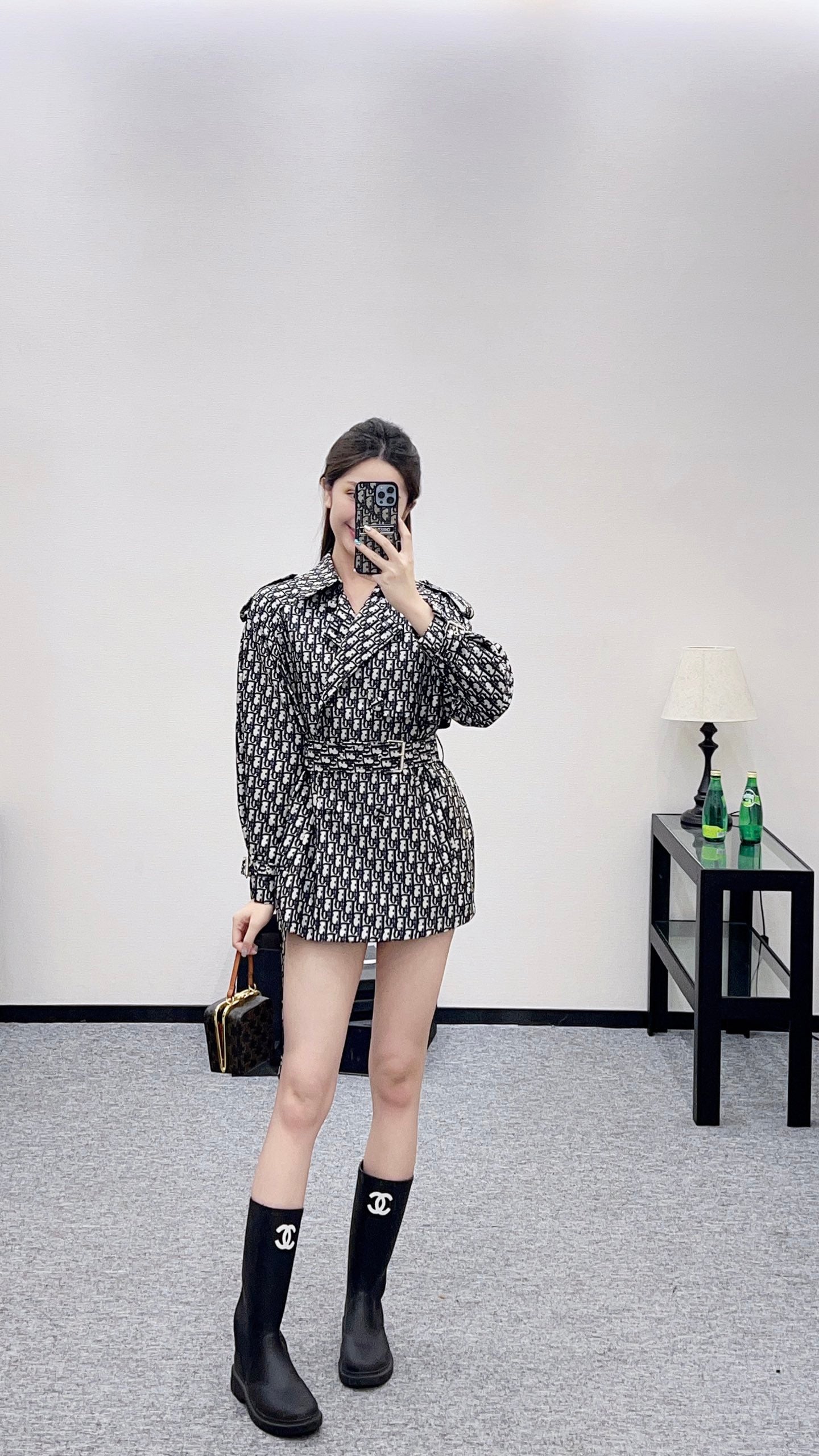 DI 25 jacquard cape double-breasted trench coat