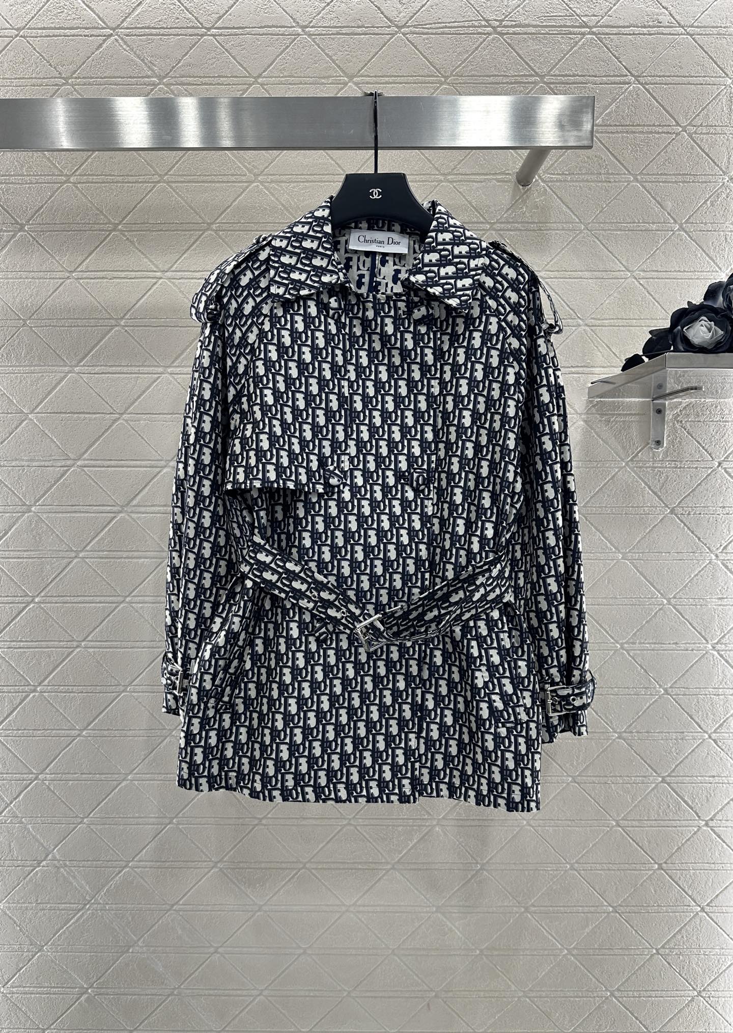 DI 25 jacquard cape double-breasted trench coat