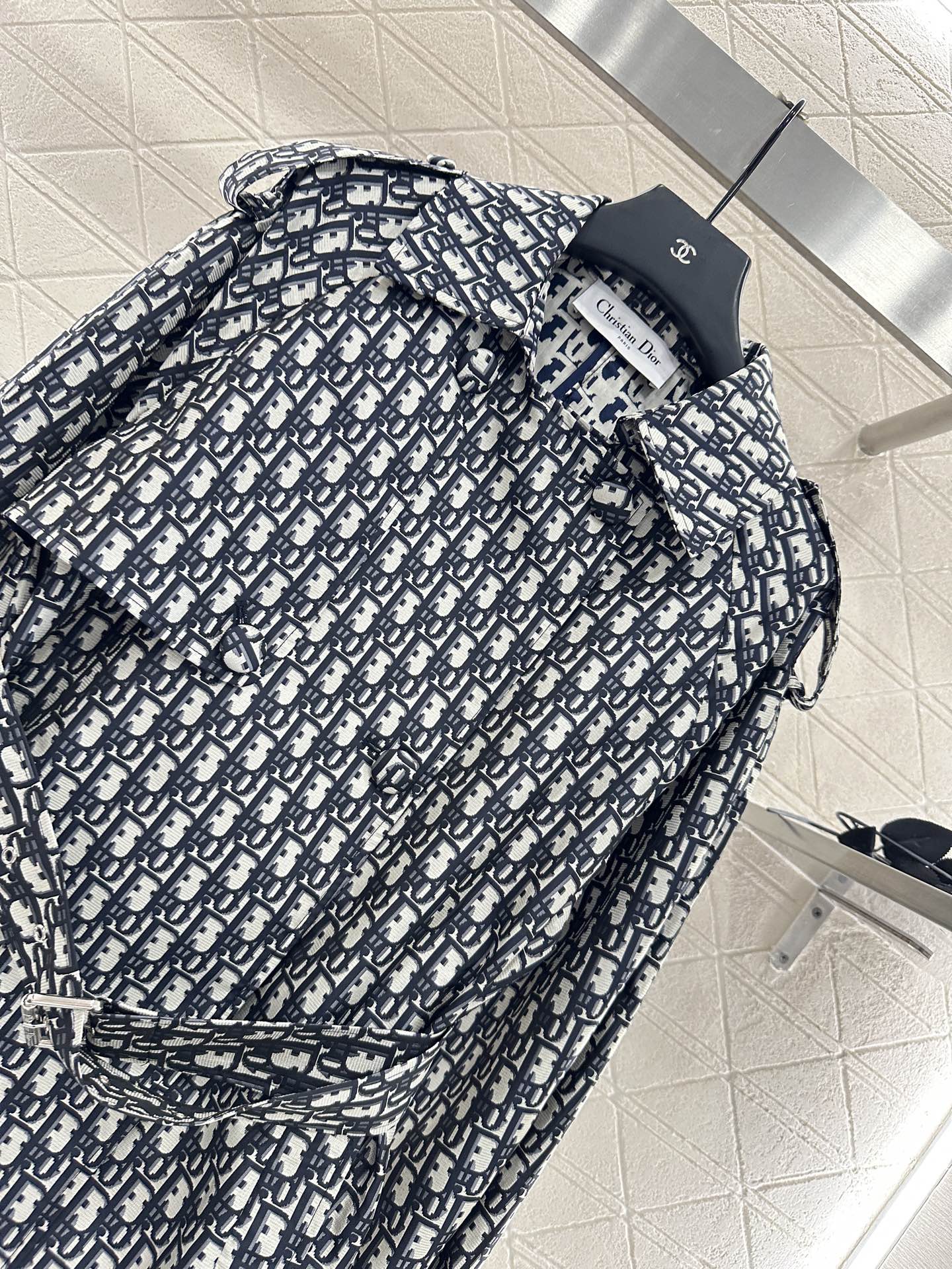DI 25 jacquard cape double-breasted trench coat