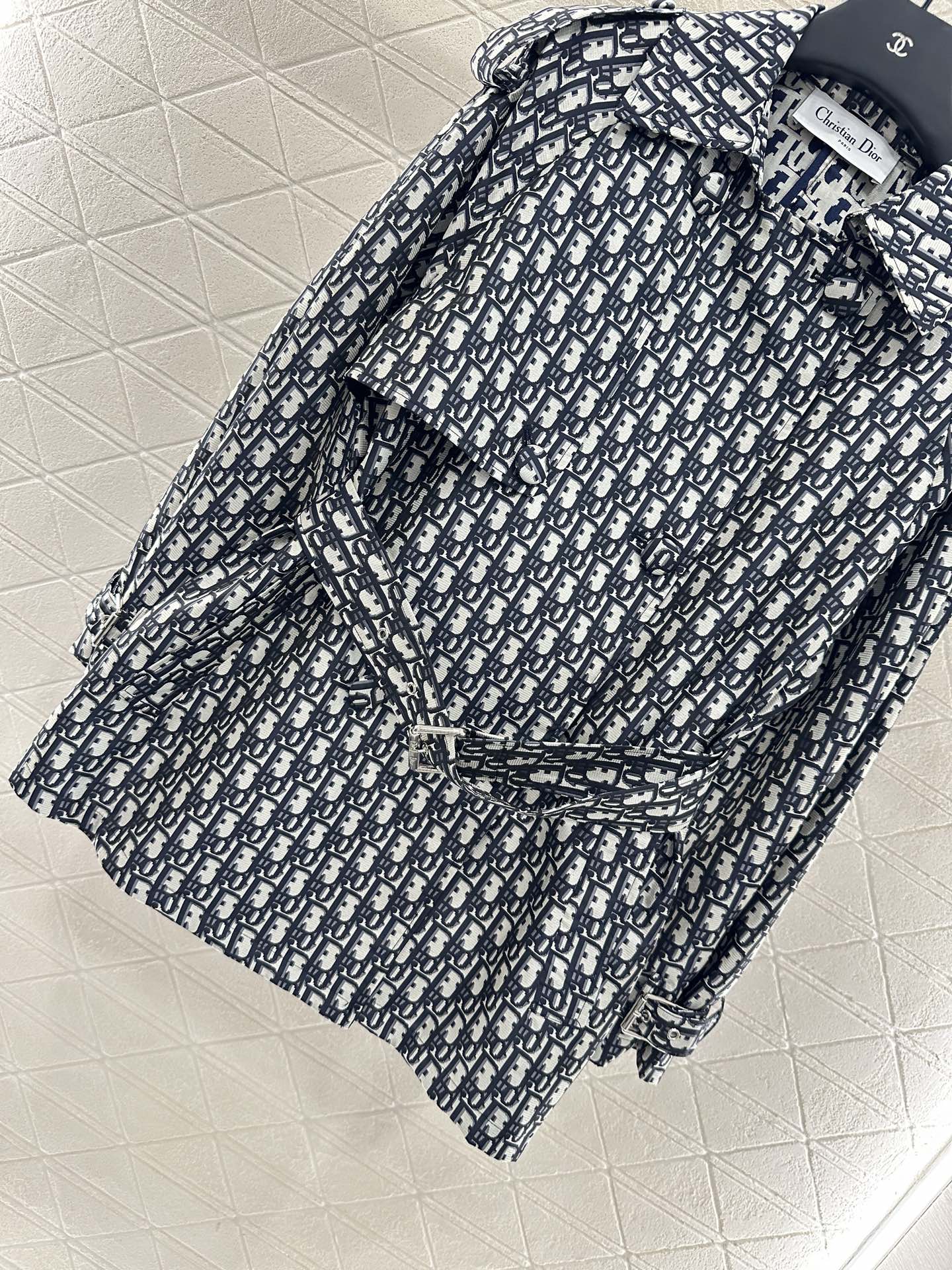 DI 25 jacquard cape double-breasted trench coat