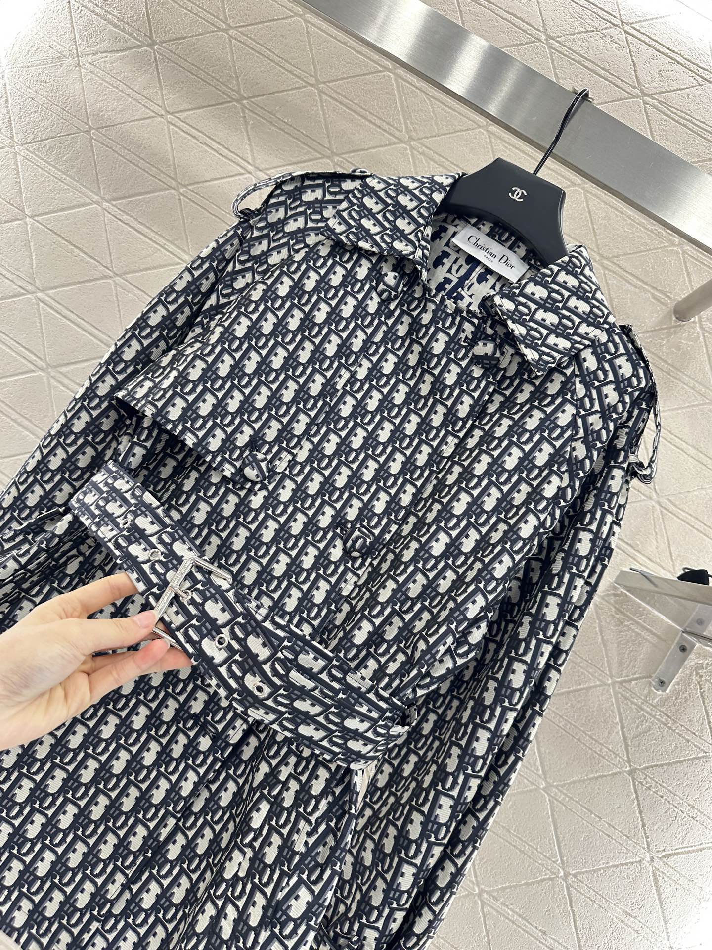 DI 25 jacquard cape double-breasted trench coat