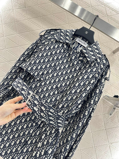 DI 25 jacquard cape double-breasted trench coat