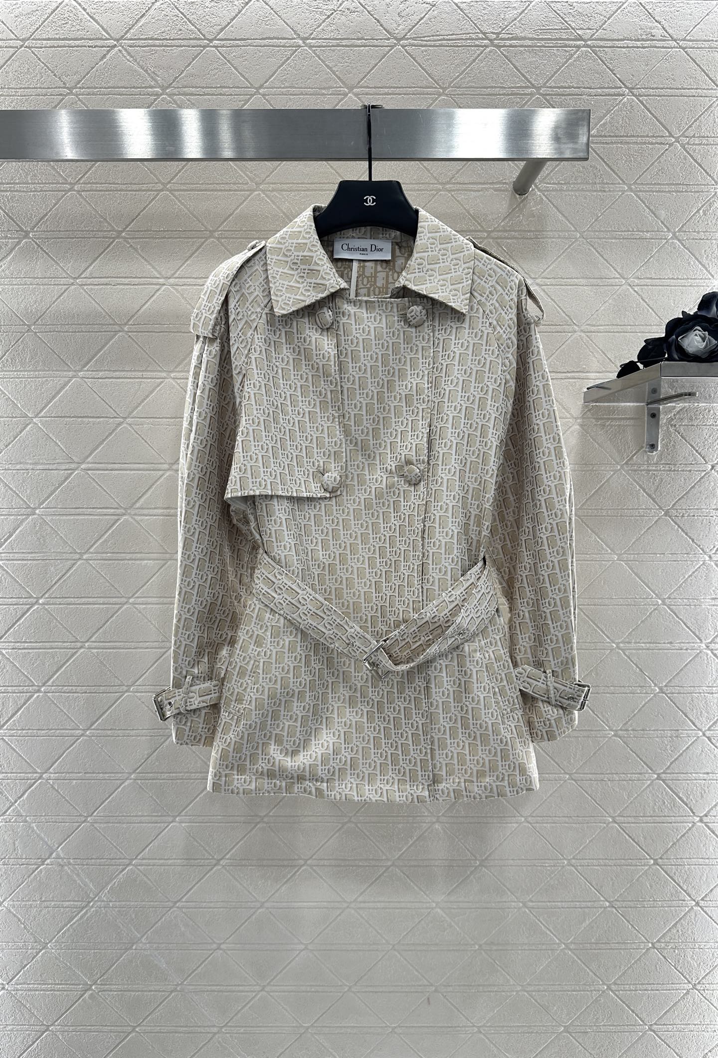 DI 25 jacquard cape double-breasted trench coat