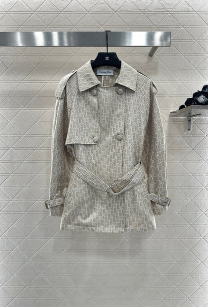 DI 25 jacquard cape double-breasted trench coat