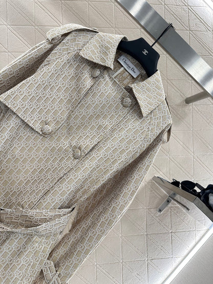DI 25 jacquard cape double-breasted trench coat