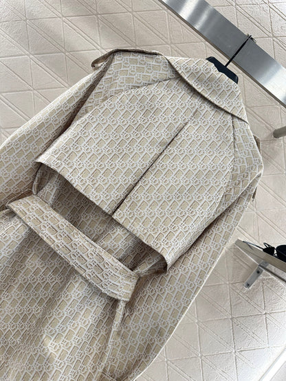 DI 25 jacquard cape double-breasted trench coat