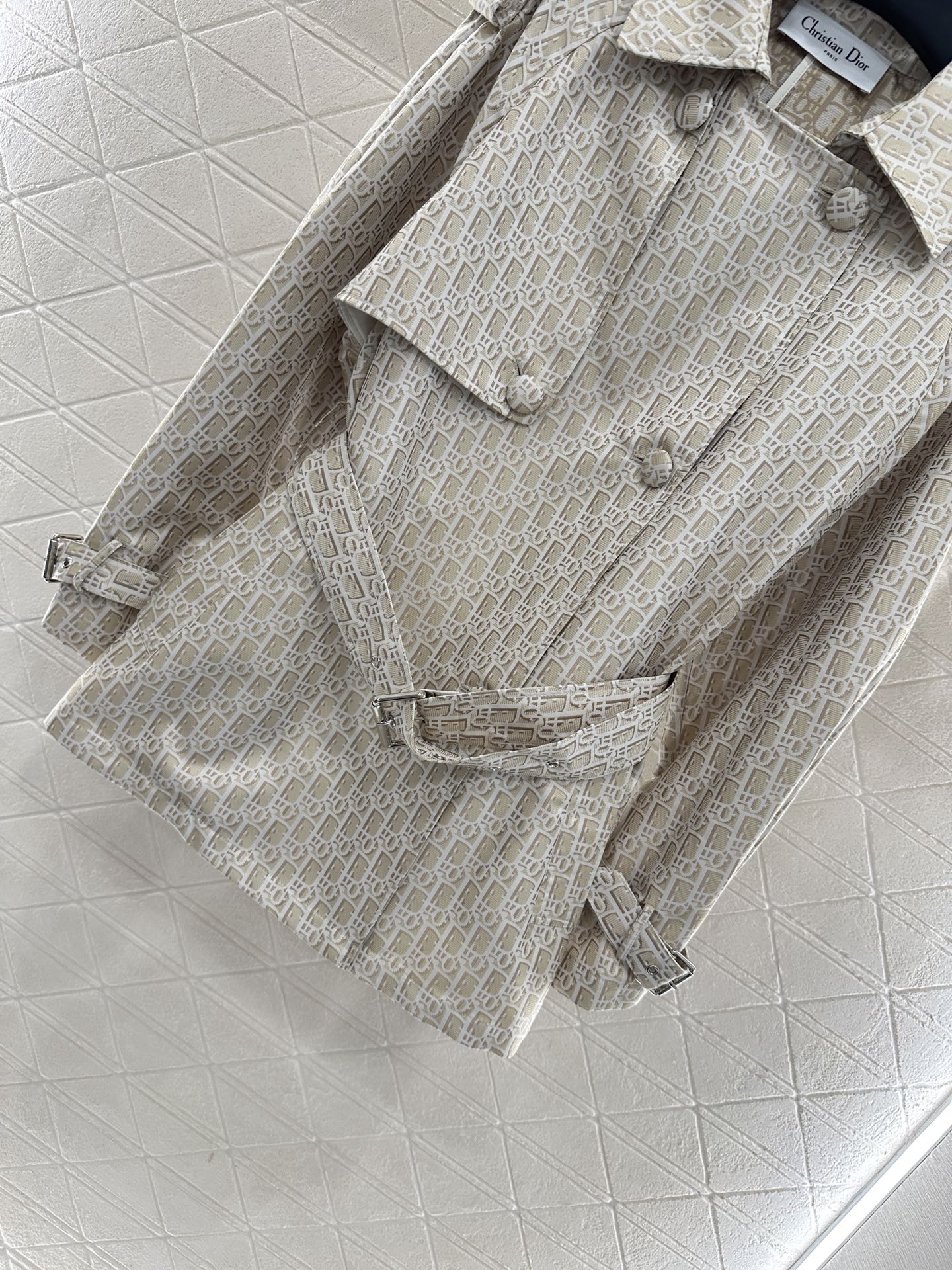 DI 25 jacquard cape double-breasted trench coat