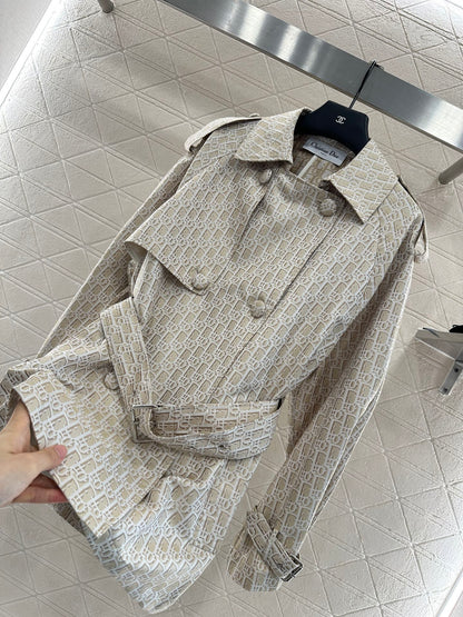 DI 25 jacquard cape double-breasted trench coat