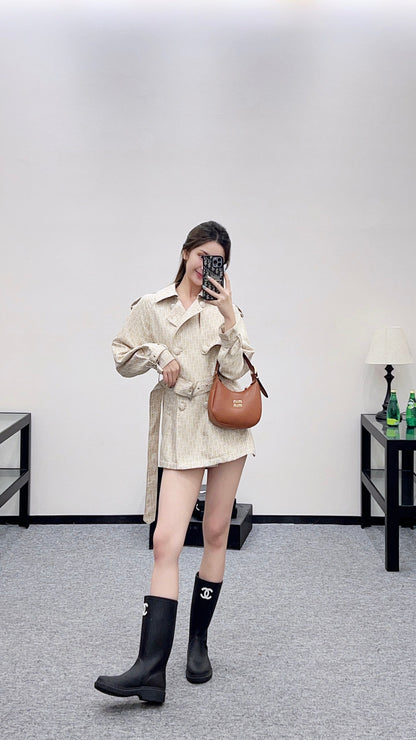 DI 25 jacquard cape double-breasted trench coat
