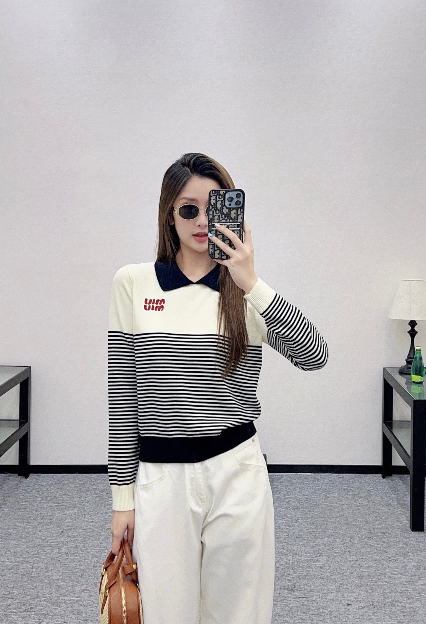 Mi 25 Lapel striped knitted long sleeves