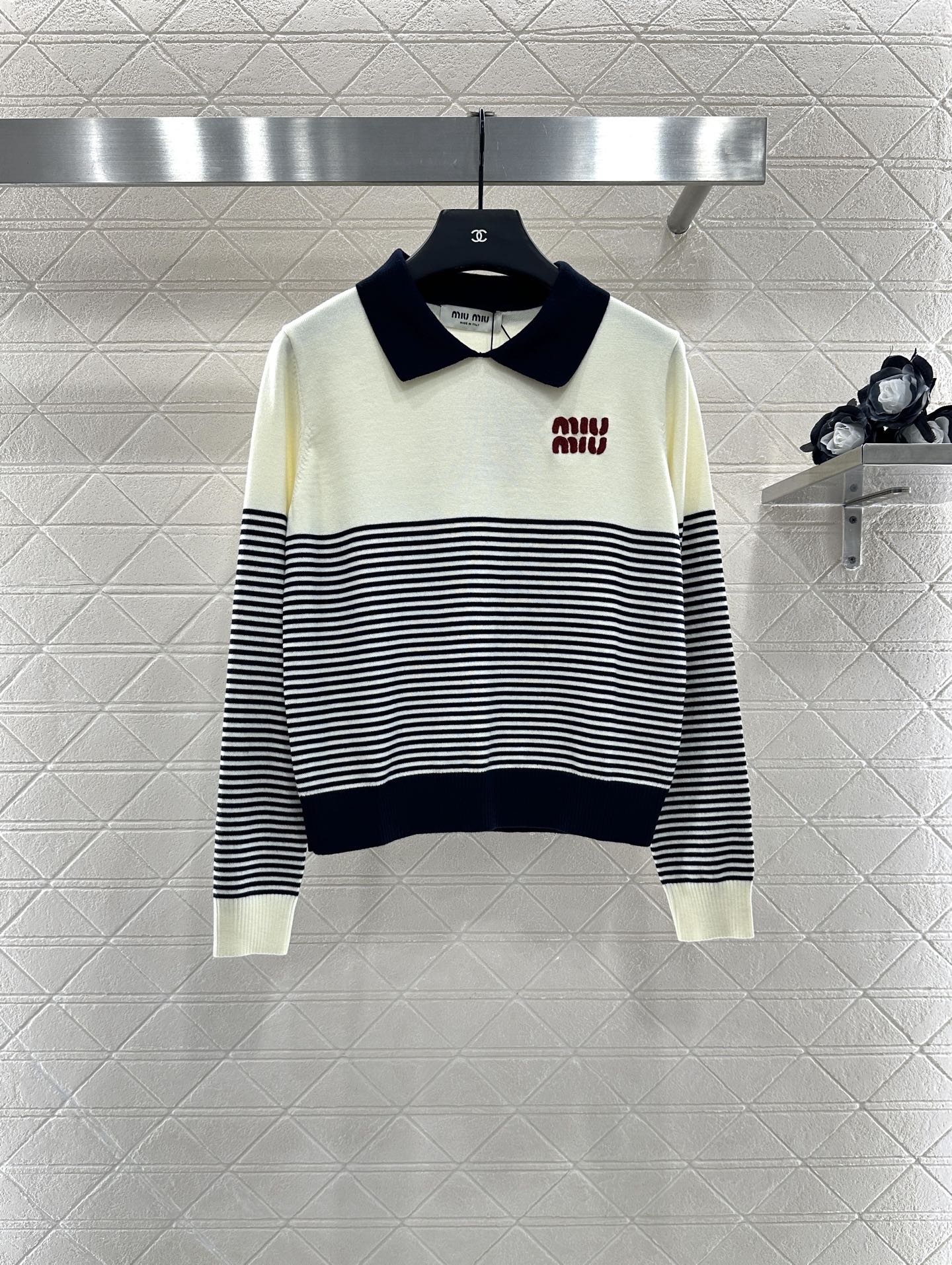 Mi 25 Lapel striped knitted long sleeves