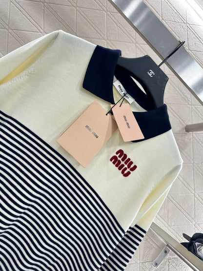 Mi 25 Lapel striped knitted long sleeves
